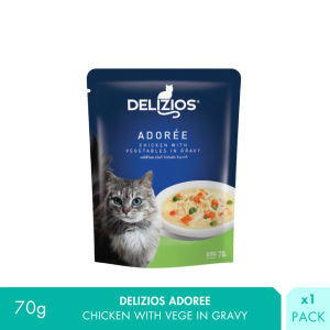 Delizios Adoree Kitten Adult Chicken Tuna Whole Loin Gravy Cat Pouch Wet Food 70G