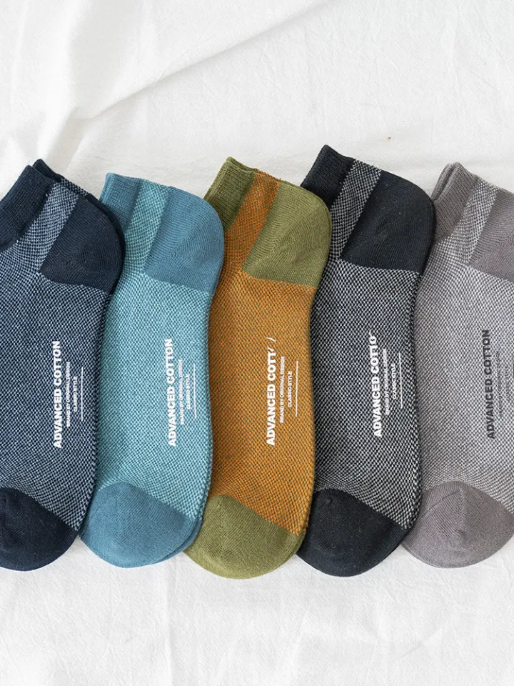 3 Pairs Mesh Cotton Men Low Cut Socks High Quality Solid Japanese