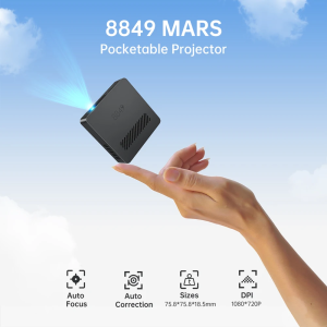 8849 MARS Mini Projector Portable DLP Projector Pocket Size Auto Focus & Key Compatible for Laptop PC Smartphone