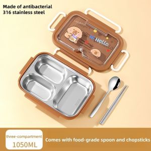 PLLEWY 316 Stainless Steel Lunch Box with Lids Leakproof Insulated Lunch Box Durable 2/3 Compartment Food Warmer Container School Office Lunch