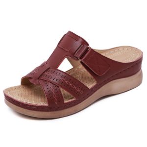 Free Shipping New Casual WomenS Sandals 2026 Summer Collection Plus-Size Wedge-Heeled Sandals Hollowed-Out And Crisscross Design