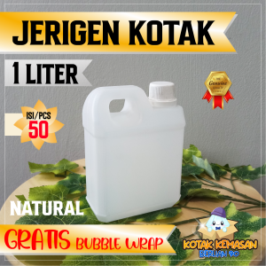Jerigen kotak 1 liter warna putih susu / jerigen air 1 liter isi 50 pcs