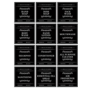 12Pcs Waterproof Soap Labels for Bottles Mouthwash Dispenser Sticker for Bathroom Removable Adhesive Label Sticker Set