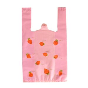 MODERNLUX 50PCS Cartoon Strawberry Shopping Bag Pink 3 Sizes Gift Bag Creative Organizer Packaing Bags Shopping Use