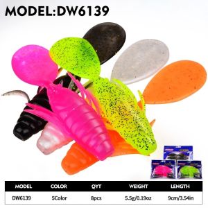 LETIGO 16pcs 8Pcs Per Bag Soft Fishing Lures 9CM Length 16Pcs Set Silicone Fishing Baits Professional Body Tentacle Flat Tail Artificial Swim Baits Seawater Fishing