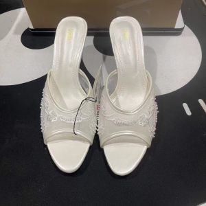 Black/White ZA-RA Fall 2025 New Backspace Fashion Versatile Stilettos Fish Mouth Open Toe Embroidery Beaded Mesh Sandals