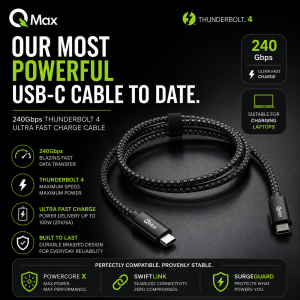 QMax by QyronLabs | Thunderbolt 4 | Ultra Fast Charge Type C Cable #Qyron