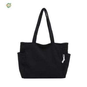 Women Corduroy All-Match Tote Bag Solid Color Leisure Shoulder Bag Versatile Tote Handbag Travel Shopping Work Handbag [Winnereco World]