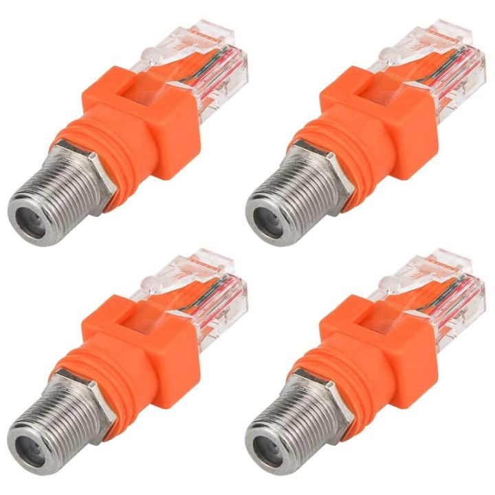 Coaxial to ethernet adapter 4 pack coax rf f female to rj45 male