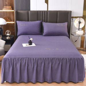 SUNLIGHT HOME Luxurious Bedsheet With Bed SkirtSolid Color Bed Sheet With LaceBreathable Mattress Cover