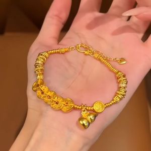 Lắc Tay  Đồng  Xu Vàng 18k  Hồ Lô May Mắn  Tài Lộc Thời Trang Quà Tặng   VTHOLODONGXUVANG2