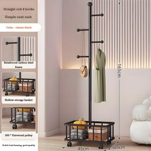 EL Modern Floor Standing Coat Rack Freestanding Clothes Hanger Stand with Wheels Space Saving Organizer for Home Bedroom