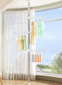 SG Ready Stock Adjustable Standing Drying Rack Clothes Rack Telescopic Pole Hanger Organizer Floor To Ceiling Height R4712/4713/4714