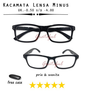 NEW ARRIVAL - Kacamata Lensa Minus Pria Wanita SPORTY - Kaca Mata Super Fokus Untuk Rabun Jauh READY UKURAN -0.50 SAMPAI -4.00 Frame Kotak Warna Hitam - FREE BOX