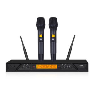 Professional UHF Wireless Microphone Handheld 2 Mic Infrared Frequency Binding Mikrofon Wayarles Frekuensi boleh laras
