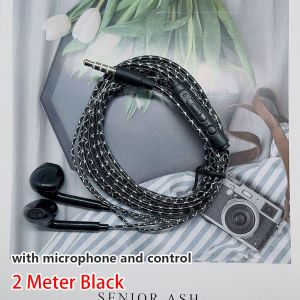 FEELINGS 1Pcs 2m/3m Cable Length Wired Headset Black White Monitoring Recording Computer Game Live Headphone Durable 3.5mm Bass Earplugs