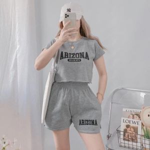 GJ Arizona Printed Crop Top Shirt Terno 2 in 1 Short fit upto Semi Large