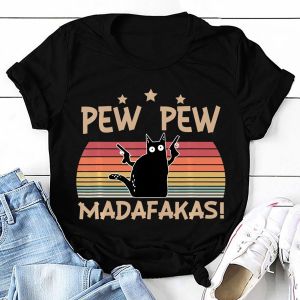 Fashion Funny Pew Madafakas Printed T-Shirts Women Summer Casual Short-Sleeved T-Shirts Round Neck Tops