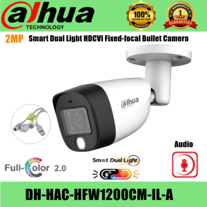 Dahua CCTV Security Cameras DH-HAC-HFW1200CM-IL-A 2MP/5MP HD Smart Dual Light Full-color With Audio CCTV Camera Outdoor IP67 Weatherproof Bullet Analog Camera