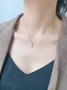 AE925 Pure silver necklace for women collarbone chain ins Minimalist niche design rose gold trendy internet celebrity niche design necklace