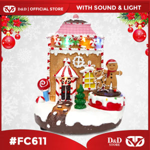 D&D FC621 Gingerbread House with Rotating Gingerbread Man For Chrirstmas Decoration