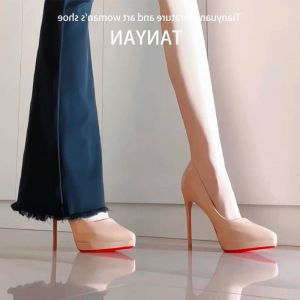 Free Shipping Black Waterproof Platform High Heels For Women New Spring And Autumn Collection Elegant And Stylish Comfortable To Wear With A Slender Heel And Pointed Toe