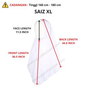 TL001 - TUDUNG LABUH SEKOLAH PUTIH ( BIDANG 60” KAIN KOSHIBO )