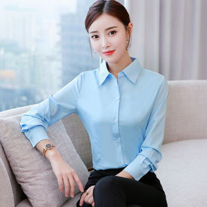 LOMOGI Women Formal Long Sleeve Shirt Woman Shirt Long Sleeve Formal Shirt Women Baju Kemeja Perempuan