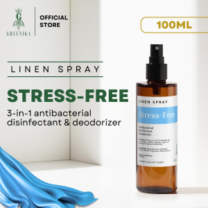 [ FABRIC BED AND LINEN SPRAY ] Greenika 100ml Linen Mist Spray Stress-Free Scent Antibacterial Fabric Spray Disinfectant Solution Air Freshener for Room Aromatherapy Perfume Car Seat Anti-bacterial Home Fragrances Concentrated perfume long lasting scent