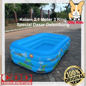OLLYKIDS Kolam Renang 4 Ring Merk Playground Ukuran 180x125x75cm Dengan Dasar Gelembung Bahan Karet