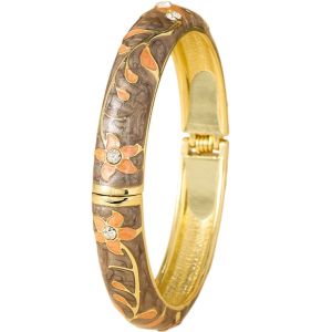 MOQIA Enamel Floral Vintage Cloisonne Bangle Colorful Traditional Flower Crystal Bangle Fashion Chinese Womens Hand Bracelet Ladies