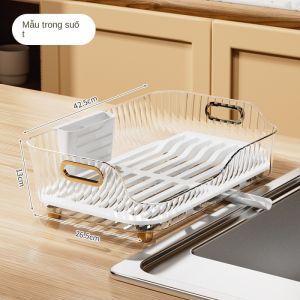 Kệ úp bát đĩa thoát nước đa năng cao cấp tránh ẩm mốc rổ rửa rau khay đựng hoa quả trang trí nhà bếp sang trọng