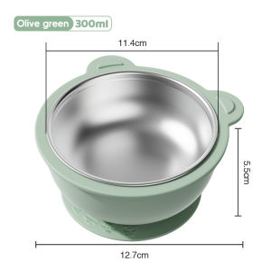 Baby 2 in1 Stainless Steel Bowl with Silicone Suction Base Feeding Spoon BPA Free Babys Food Bowl Baby Stainless Steel Suction Cup Bowl