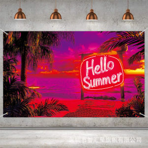 2025 New Colorful Summer Beach Party Background Cloth Theme Activity Decoration Banner Hanging Cloth