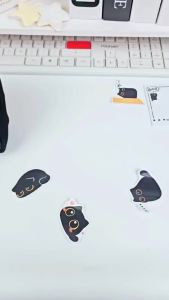 กระเป๋าดินสอแมวดำใสขนาดใหญ่ 5 ชั้นสำหรับโรงเรียน    กระเป๋าสไตล์อิตาพร้อมตุ๊กตาขนนุ่ม สติ๊กเกอร์ จี้ และคลิป