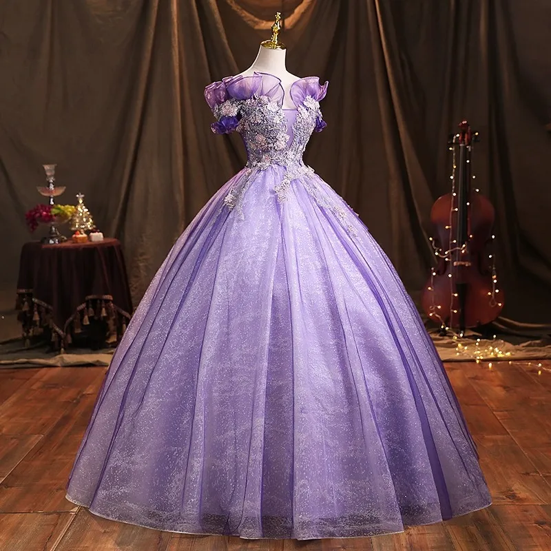 Buy Elegant Purple Evening Dress, V-neck Sequin Dress, Floor Length Mermaid  Dress, Evening Gown, Prom Dress Online in India - Etsy