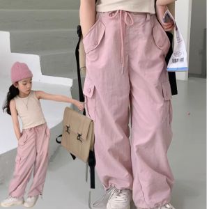 Korean Cargo Pants for Kids Girl Drawstring Pants for Kids Wide-leg Jogging Pants Kids Girl Pants 6-13Yrs Fashion Pants [Ready Stock]