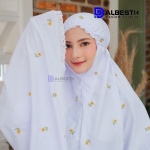 ALBESTH Mukena Dewasa Katun Bordir Premium Seribu Bunga Mukenah Jumbo Lembut Terbaru