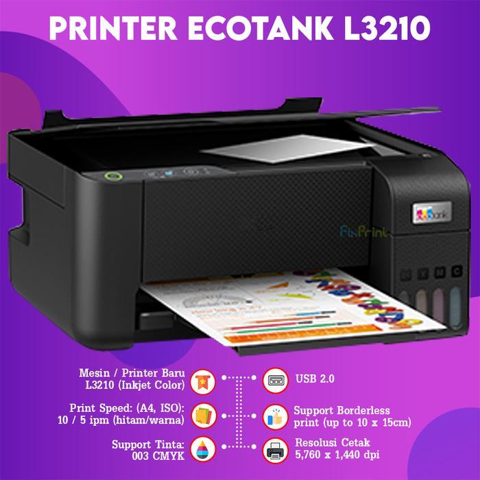 Printer Eco Tank L3210 / L3216 / L3211 Print Scan Copy AIO Multifungsi ...