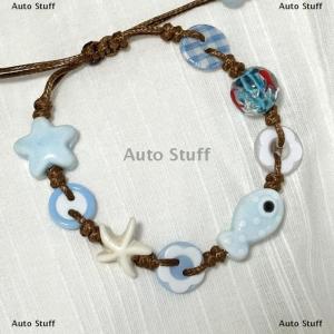 [COD] Auto Stuff เซรามิก Boho ดาวปลาลูกปัดทอสร้อยข้อมืออารมณ์สไตล์วันหยุดเครื่องประดับ
