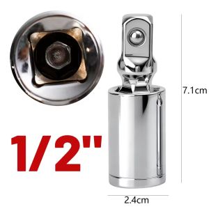 3PCS Universal Joint Socket 1/4" 3/8" 1/2" Drive Chromium Vanadium Steel 360° Rotatable Swivel Head Ratchet Wrench Adapter Car Repair