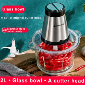 CHIGO 2L Electric Meat Grinder Food Processor Household Stainless steel Chopper Stuffing Minced Vegetables Small Garlic Chili Cooking Device