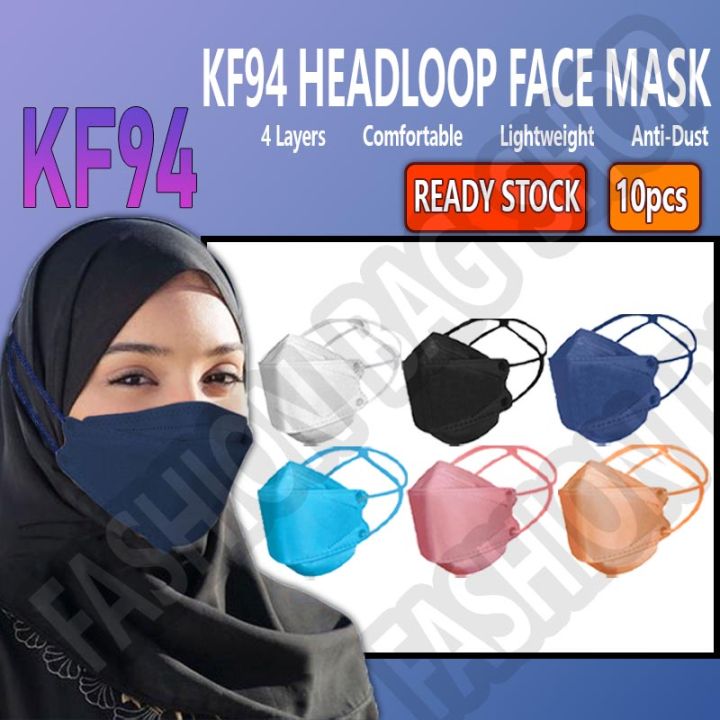 [READY STOCK] KF94 Headloop Hijab Adult Face Mask 4PLY 4Layers Dewasa ...