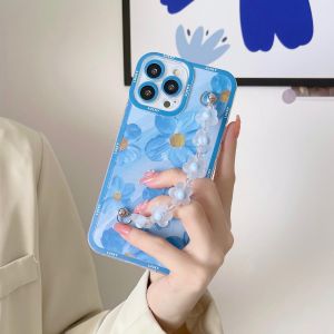 Transparent Flower Phone Case with Flower Bracelet/Cushion Socket Phone Stand for Samsung S22 | S22+ | S22 Ultra w