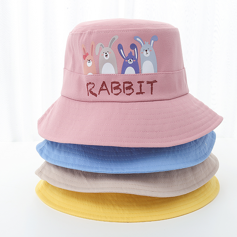 เครื่องประดับเด็กผู้หญิง หมวกบักเก็ตเด็ก กันแดด หวมกเด็กลายกระต่าย  พร้อมเชือก กันลม สําหรับเด็ก 2-8 ปี