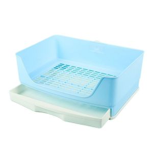OUTOPEN Rectangular Rabbit Litter Box with Drawer Plastic Large Space Rabbit Corner Toilet Box Practical Removable Bunny Toilet For Small Animal
