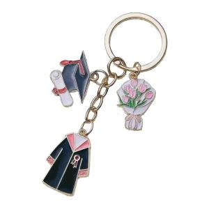 Tốt nghiệp đầy cảm hứng Móc Chìa Khóa hợp kim mortarboard Mặt dây chuyền cho các phím và Túi xách handmade ba lô và PURSE trang trí