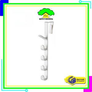 MI-C959 Gantungan Pintu Lemari Baju Topi Tas 5 Hook Tanpa Paku Hanger Gantungan Baju Hanger Jemuran