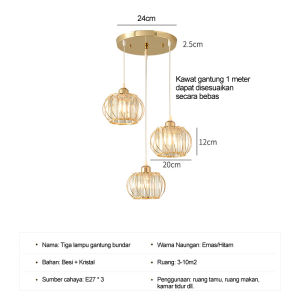 Lampu gantung minimalis Kristal 3 In 1 6002/3
