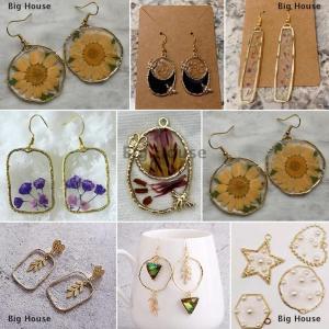 [COD] Big House 10Pcs Alloy Hollow Frame Open Back Bezel Pendants Geometric Charms For DIY Jewelry Making Earrings Necklace Supllies